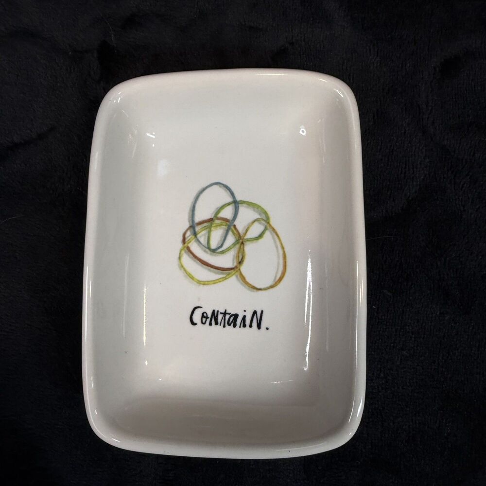 Rae Dunn Artisan Collection "Contain" Rectangular Trinket Dish By Magenta